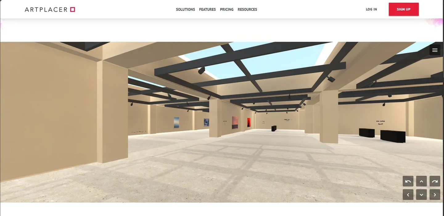 An ArtPlacer exhibition running in the letterboxed viewport on the platform's own site