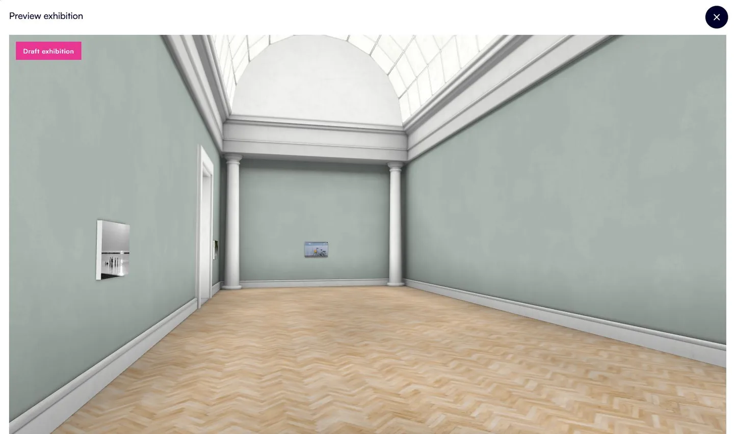 A draft exhibition in the Virtual Art Gallery preview window