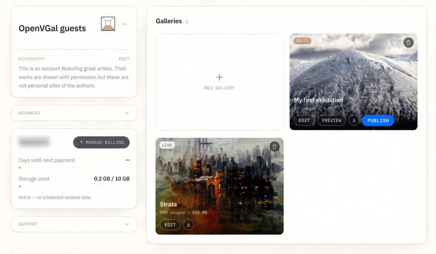The dashboard with a draft ready to publish